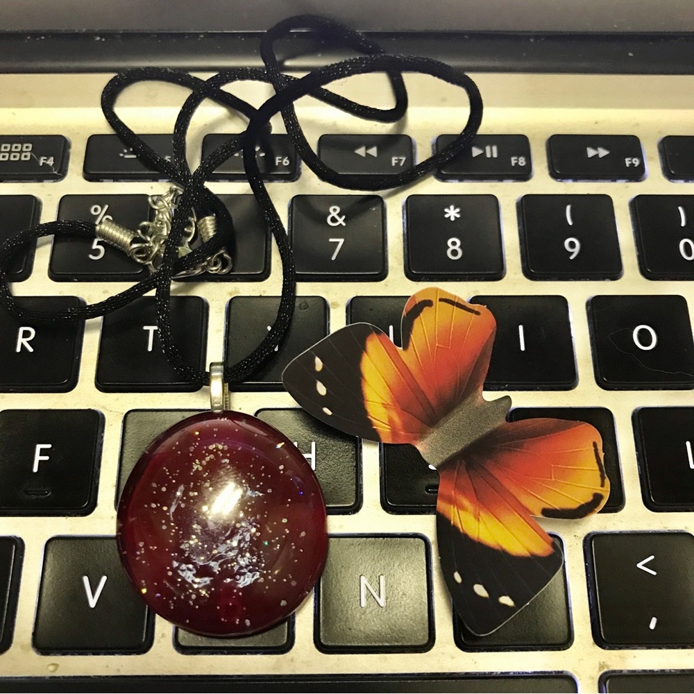Marble Glass Boho One of a kind Rare Unique Handmade Necklace